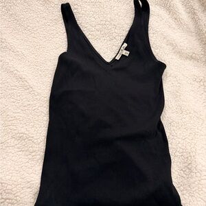 Express Black V-Neck Ribbed Tank Top